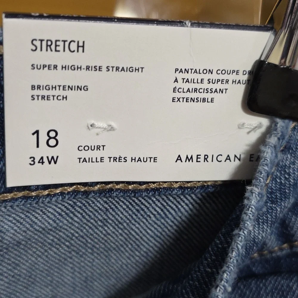 NWT American Eagle Super High-Rise Straight Jeans Womens Distressing Sz 18/34x29 - Picture 4 of 14